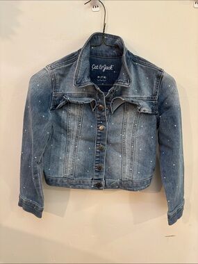 Cat & Jack Light Blue Denim Jacket with White Dot Print